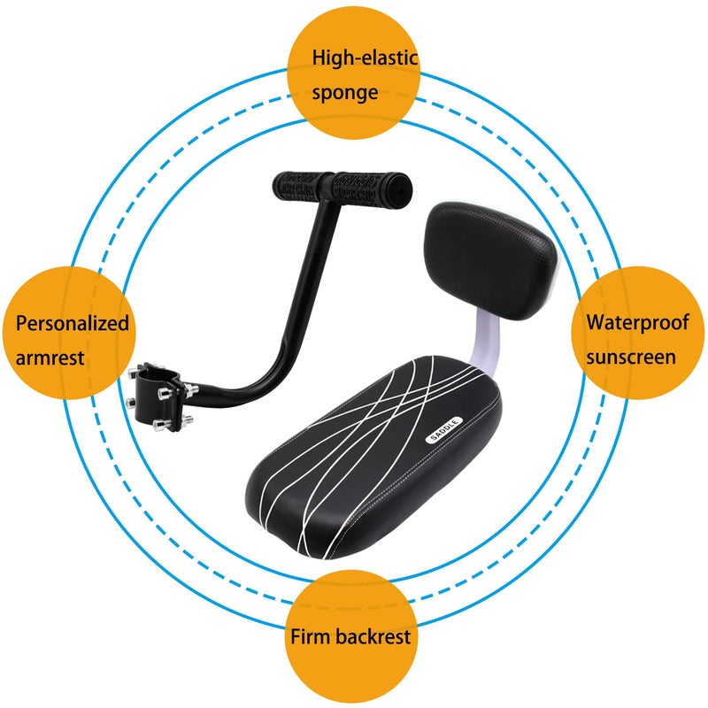 Together-life Kids Bike Seat, Bicycle Rear Seat for Kids Bicycle Seat with Backrest Cushion Armrest Handrail Set Kid Child Safety Carrier Bicycle Baby Seat - Image 4